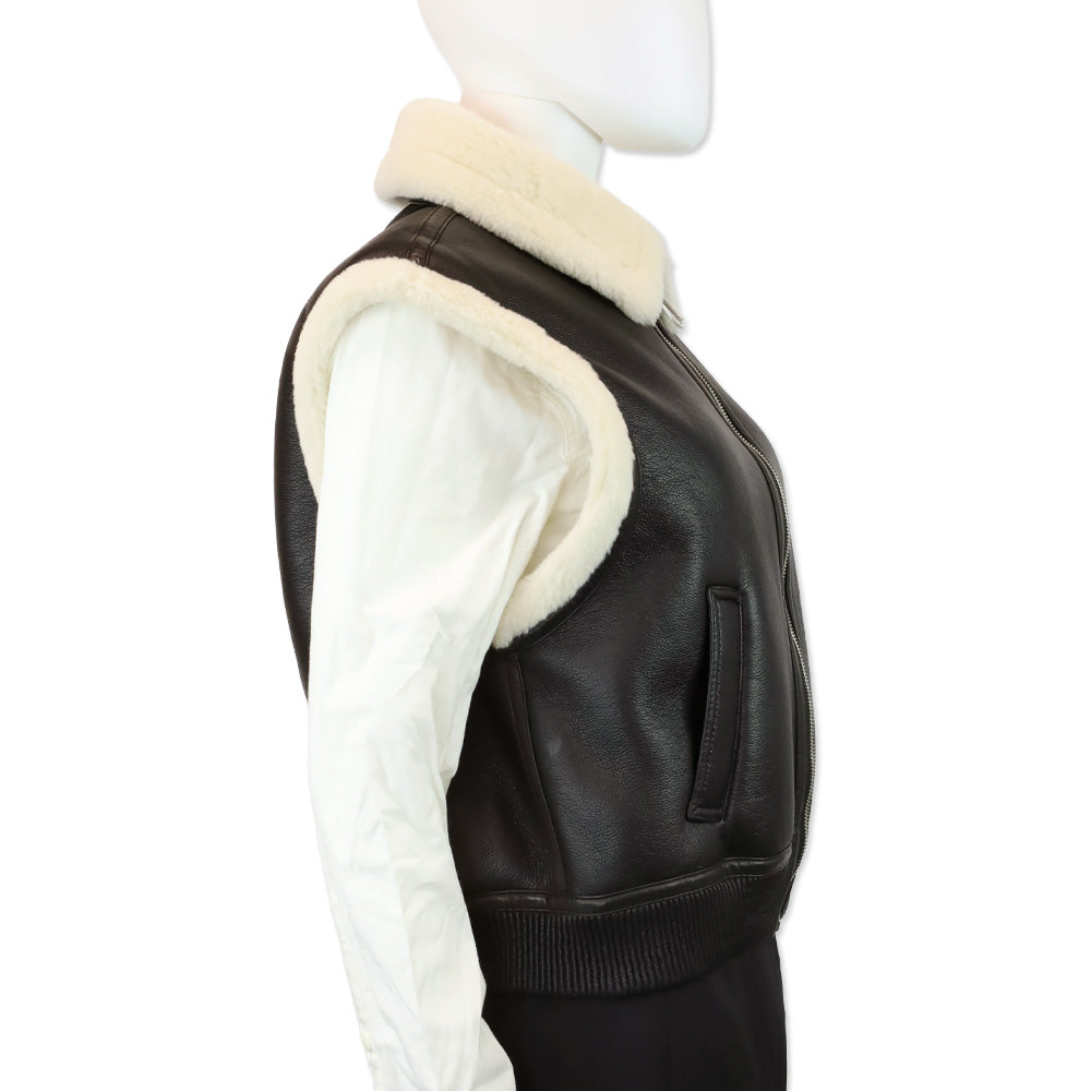Royal Roland Black Shearling-Lined Faux Leather Vest