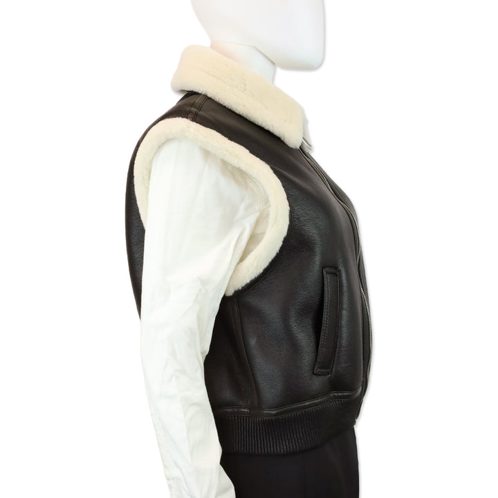 Royal Roland Black Shearling-Lined Faux Leather Vest