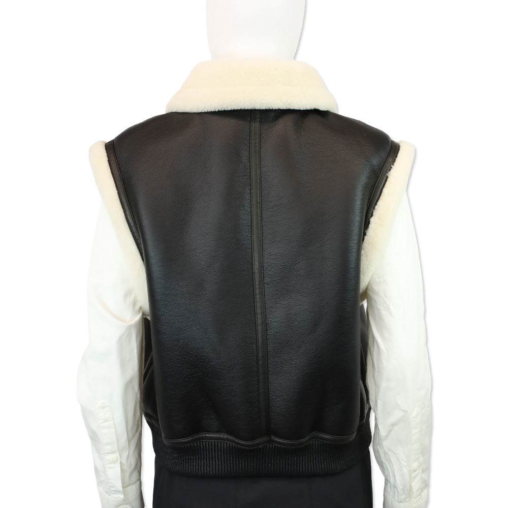 Royal Roland Black Shearling-Lined Faux Leather Vest