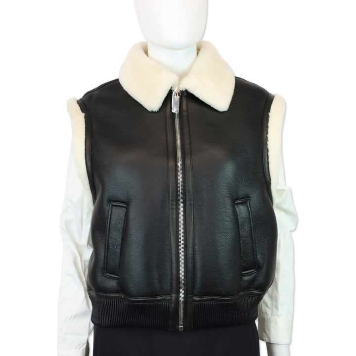 Royal Roland Black Shearling-Lined Faux Leather Vest