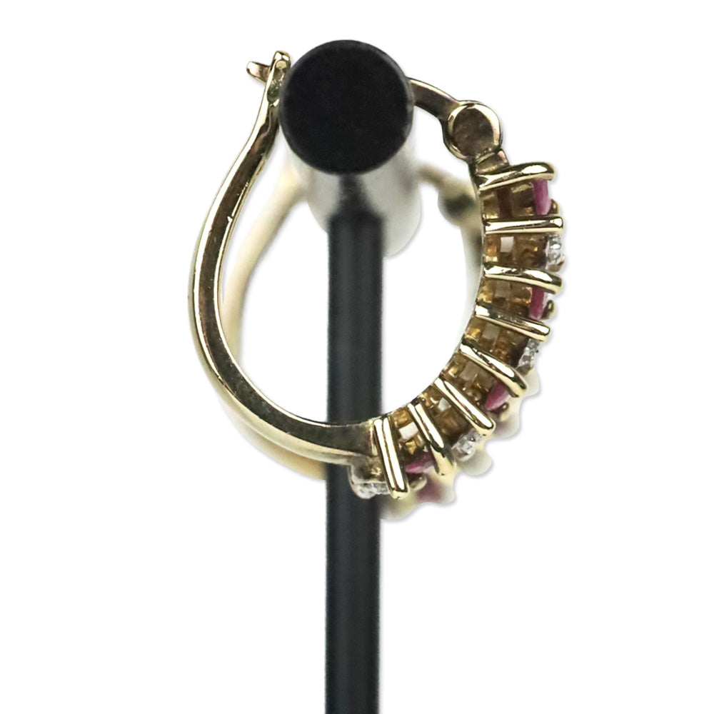 Ruby and Diamond Huggie Earrings in Gold Vermeil over Sterling Silver