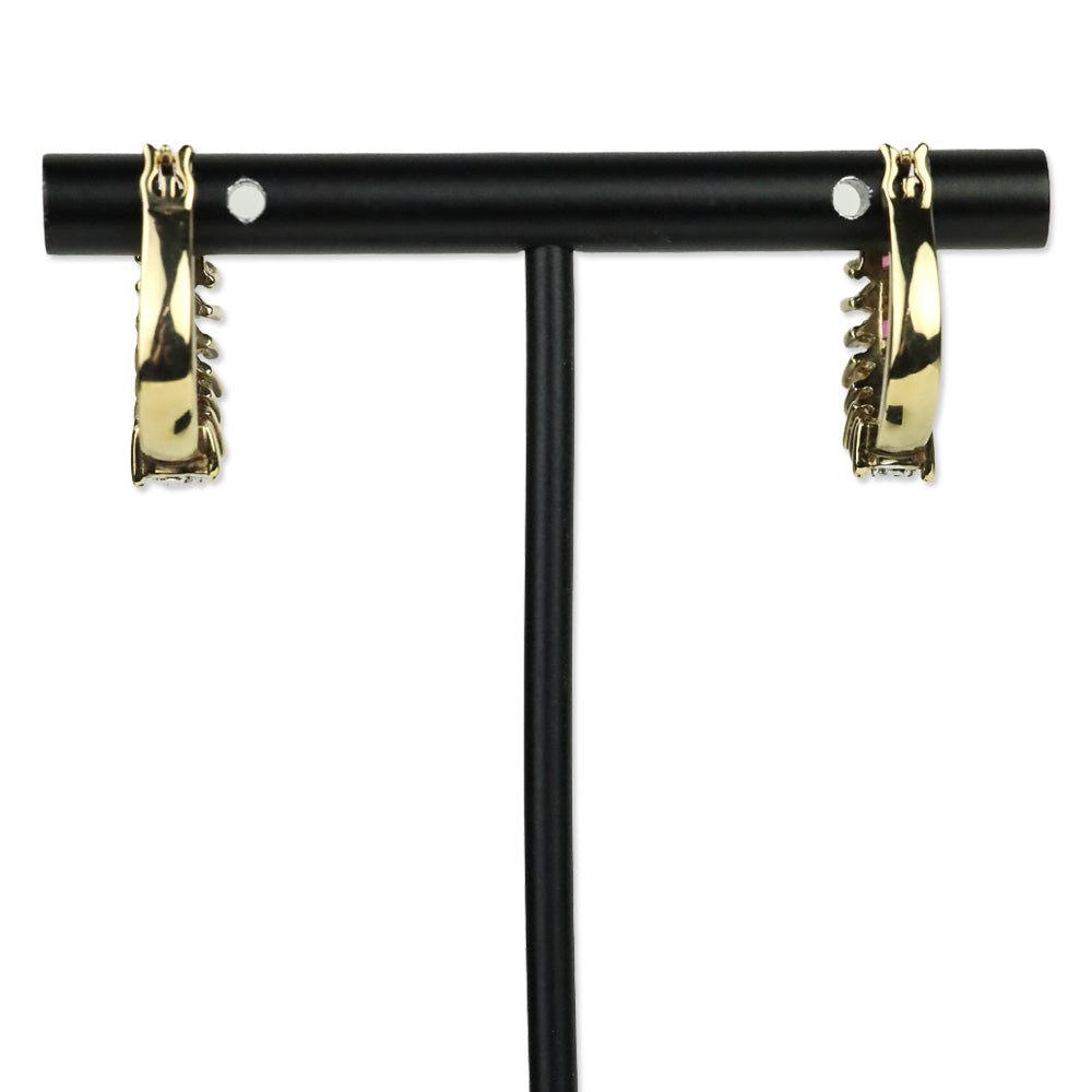 Ruby and Diamond Huggie Earrings in Gold Vermeil over Sterling Silver