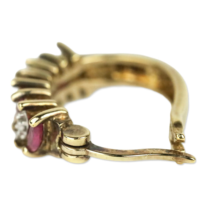Ruby and Diamond Huggie Earrings in Gold Vermeil over Sterling Silver