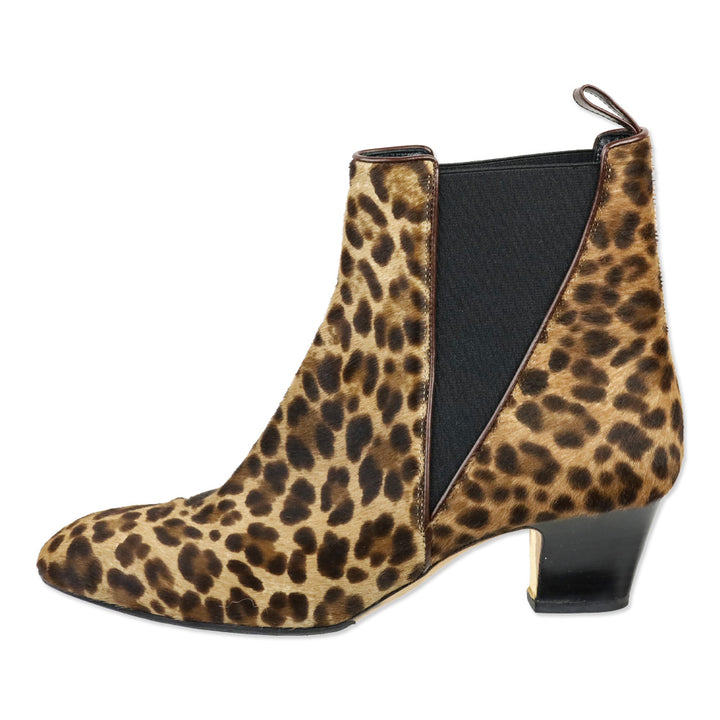 Rupert Sanderson Leopard Print Pony Hair Oscar Chelsea Boot