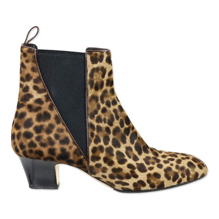 Rupert Sanderson Leopard Print Pony Hair Oscar Chelsea Boot