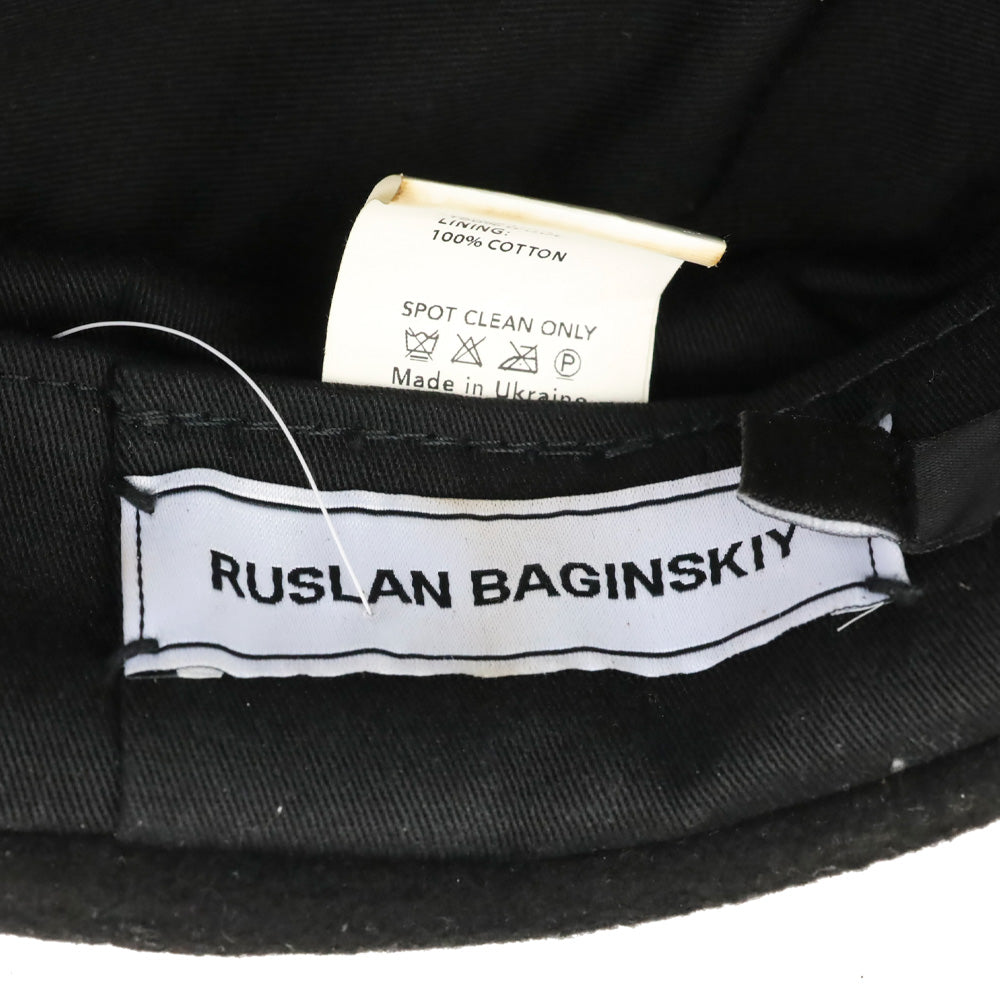 Ruslan Baginskiy Crystal-embellished Black Wool Baker Boy Cap