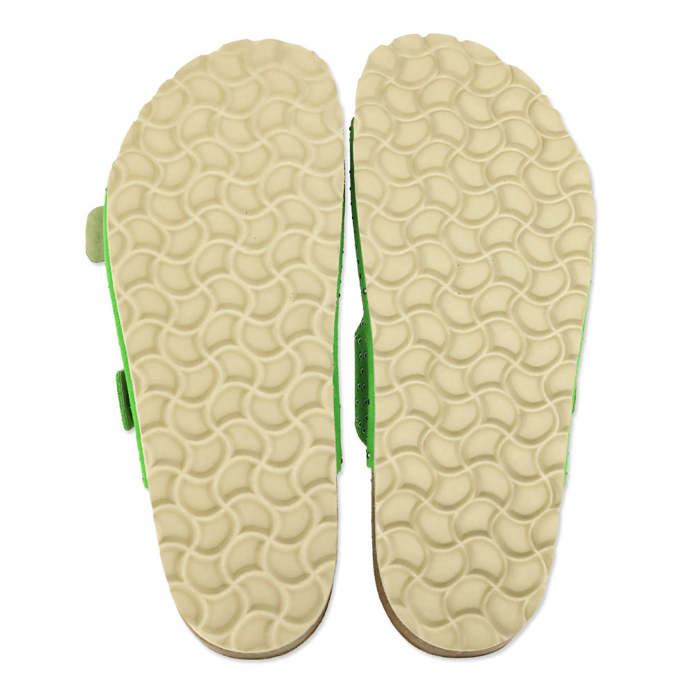 SAINT + SOFIA Green Studded Suede Double-Buckle Sandals