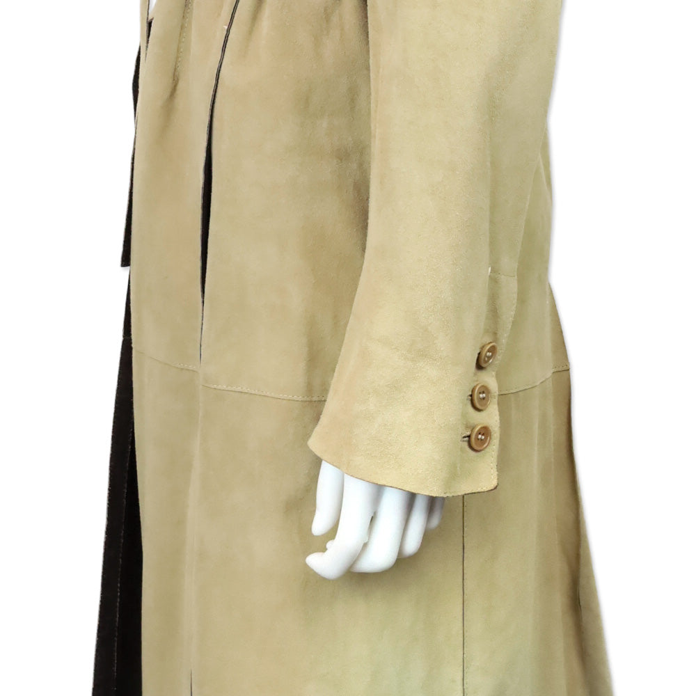 'S MaxMara Tan Suede Hooded Belted Coat