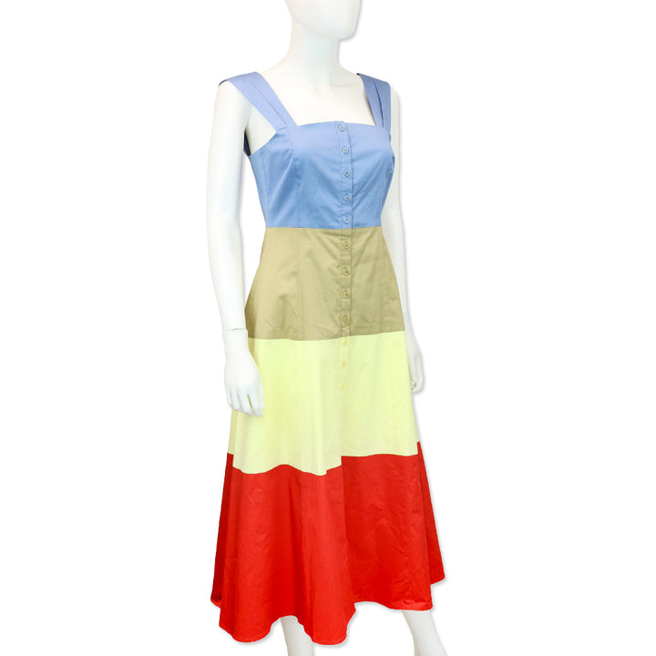 STAUD Ariel Color-Blocked Midi Dress