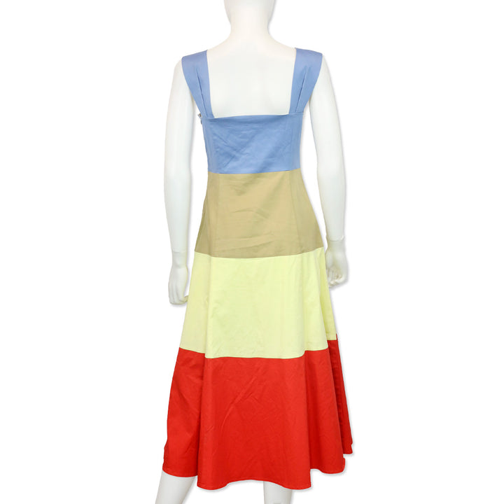 STAUD Ariel Color-Blocked Midi Dress
