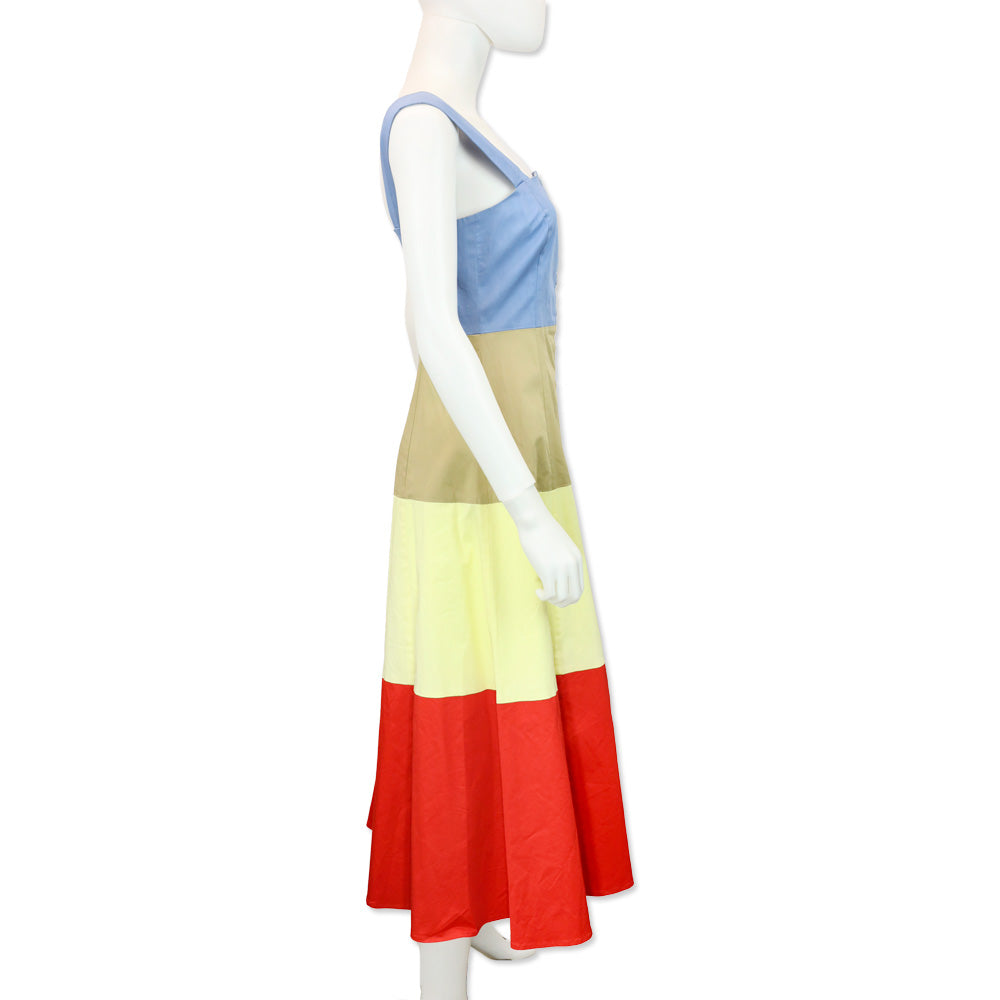 STAUD Ariel Color-Blocked Midi Dress