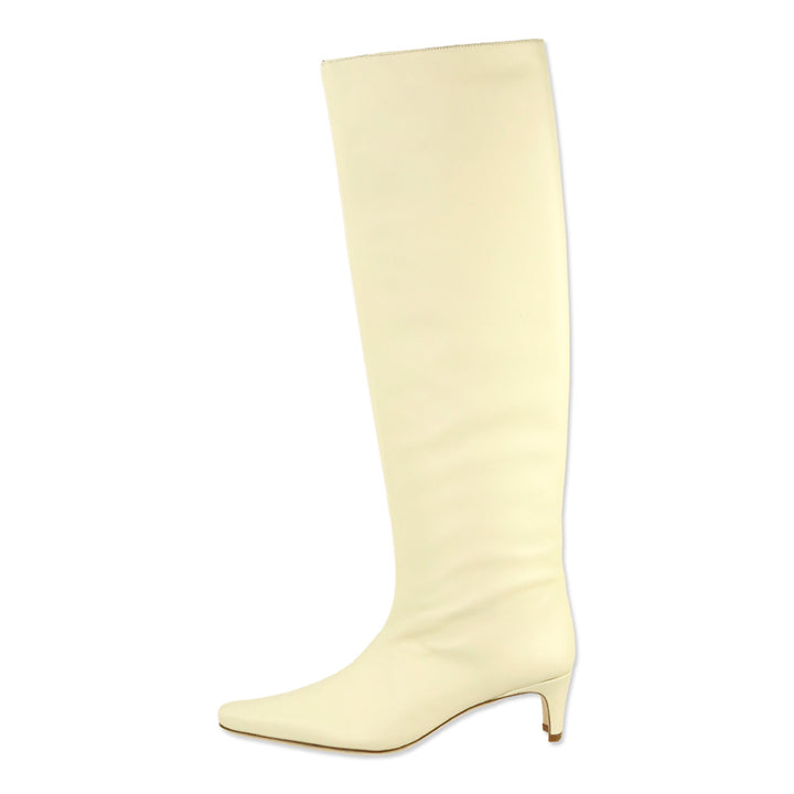 STAUD Cream Leather Wally High Heel Boot