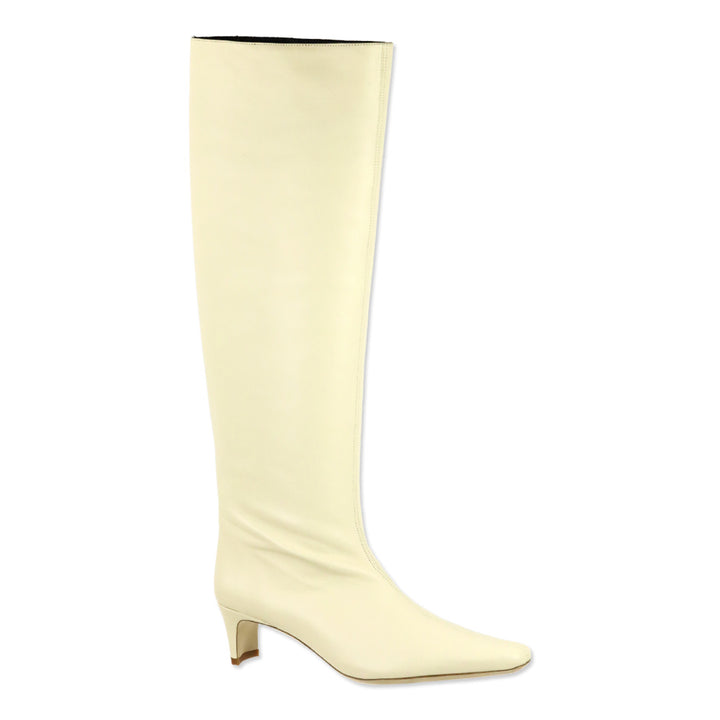 STAUD Cream Leather Wally High Heel Boot