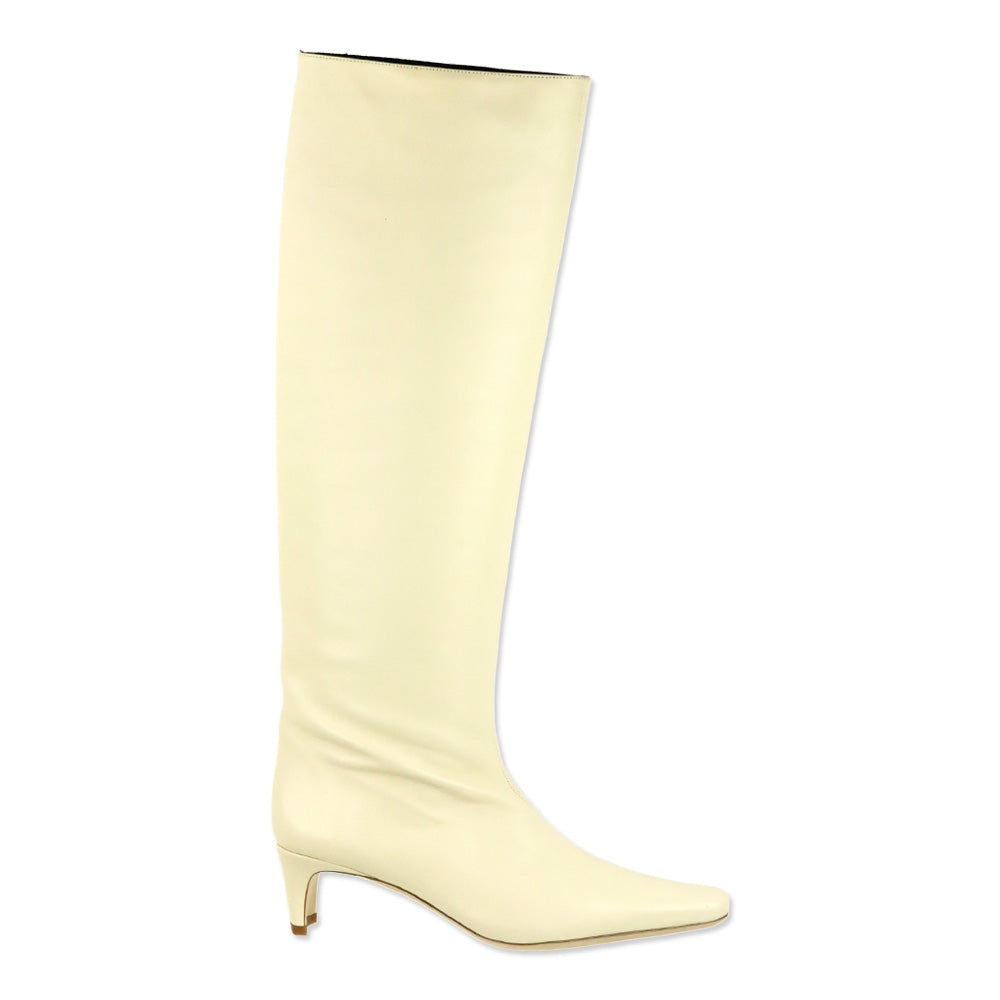 STAUD Cream Leather Wally High Heel Boot