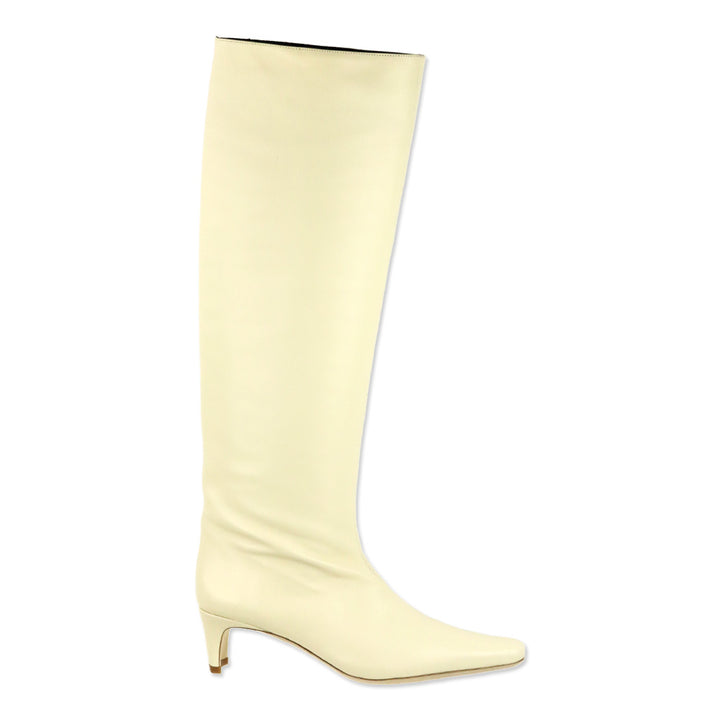STAUD Cream Leather Wally High Heel Boot