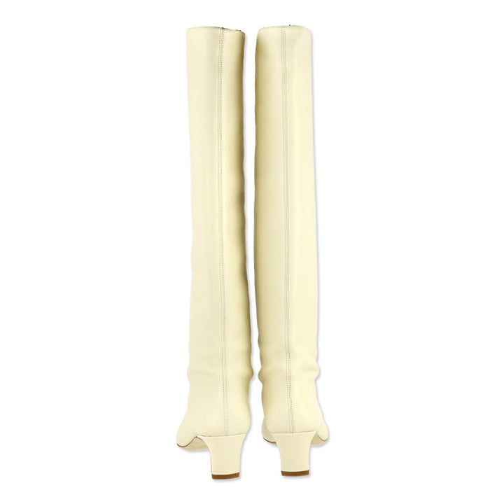 STAUD Cream Leather Wally High Heel Boot
