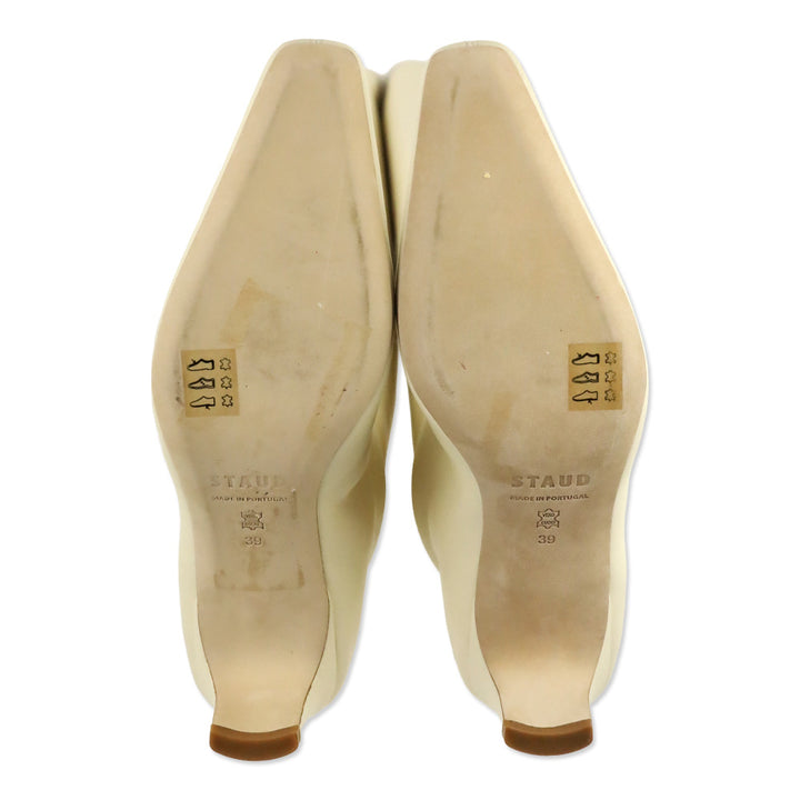 STAUD Cream Leather Wally High Heel Boot