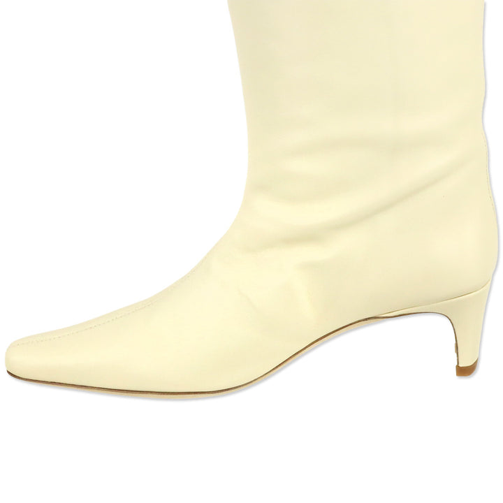 STAUD Cream Leather Wally High Heel Boot