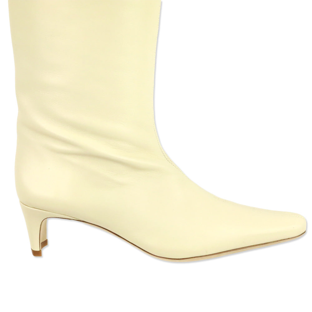STAUD Cream Leather Wally High Heel Boot