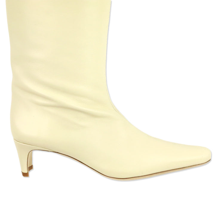 STAUD Cream Leather Wally High Heel Boot