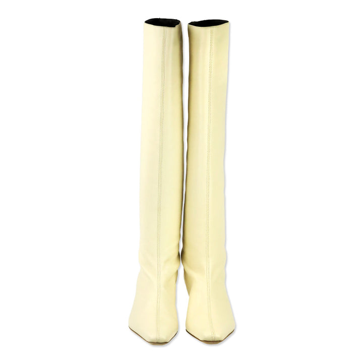 STAUD Cream Leather Wally High Heel Boot