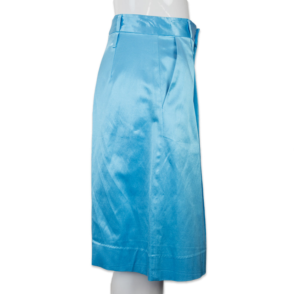 Staud High Waisted Blue Satin Shorts