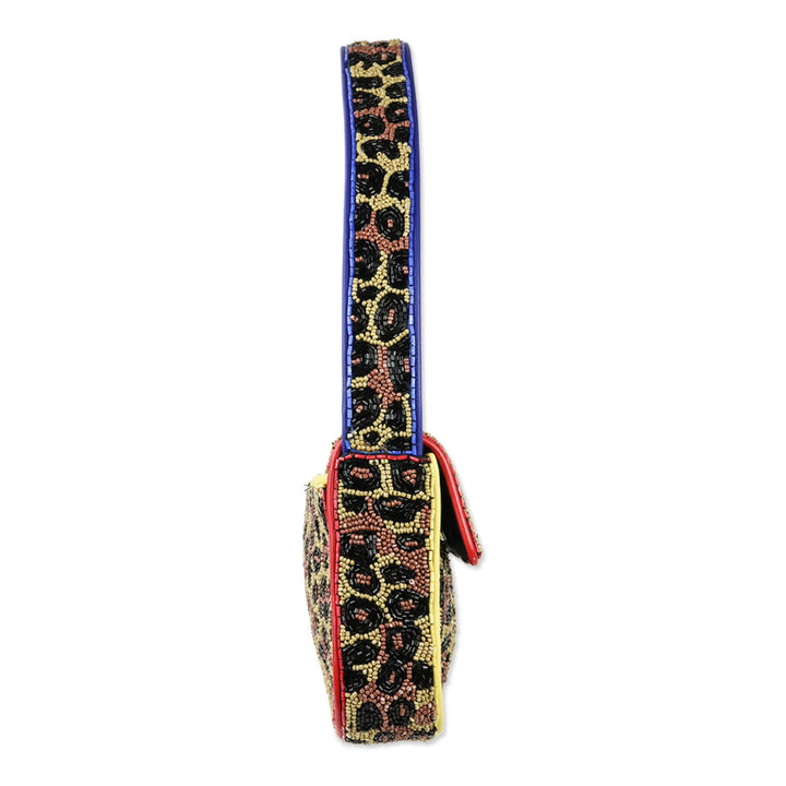 STAUD Tommy Beaded Leopard Shoulder Bag