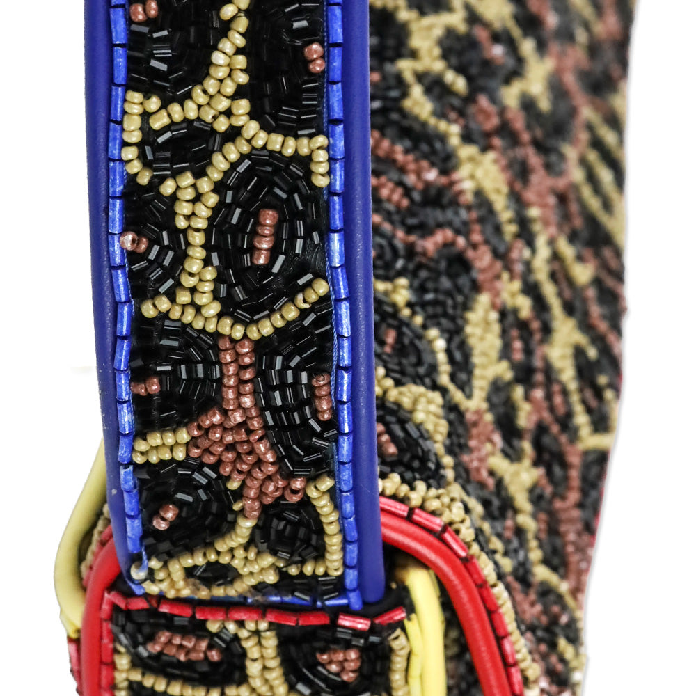 STAUD Tommy Beaded Leopard Shoulder Bag