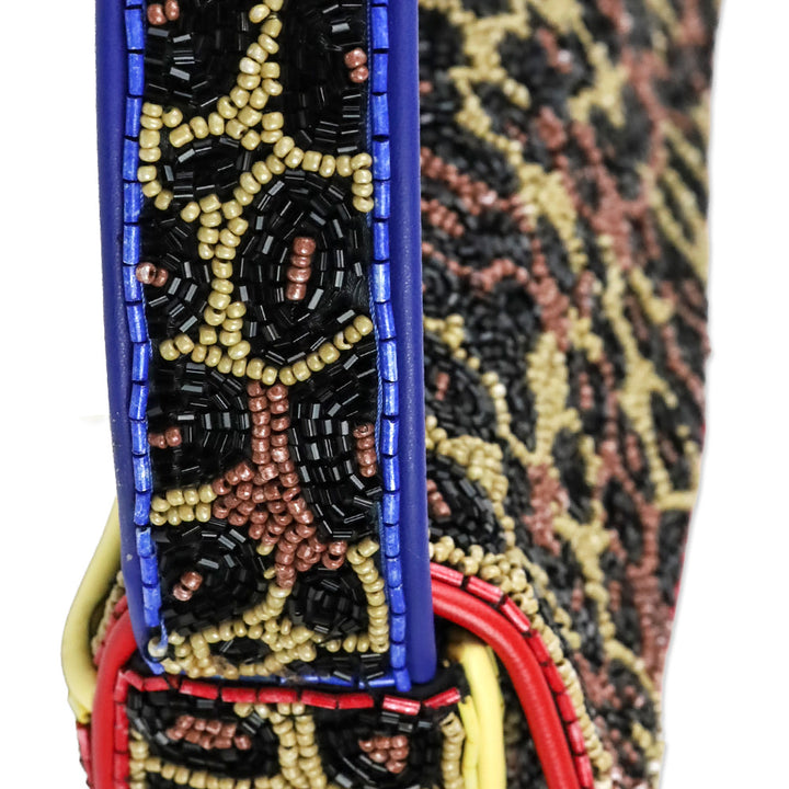 STAUD Tommy Beaded Leopard Shoulder Bag