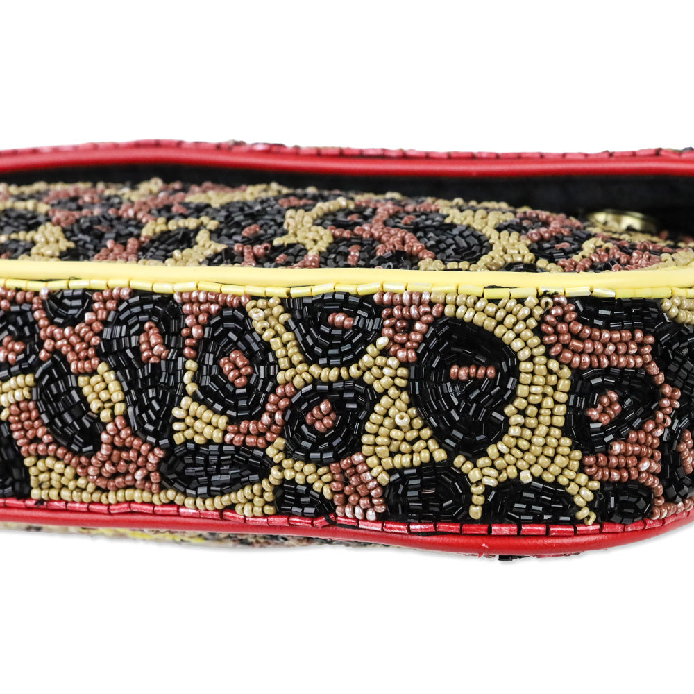 STAUD Tommy Beaded Leopard Shoulder Bag