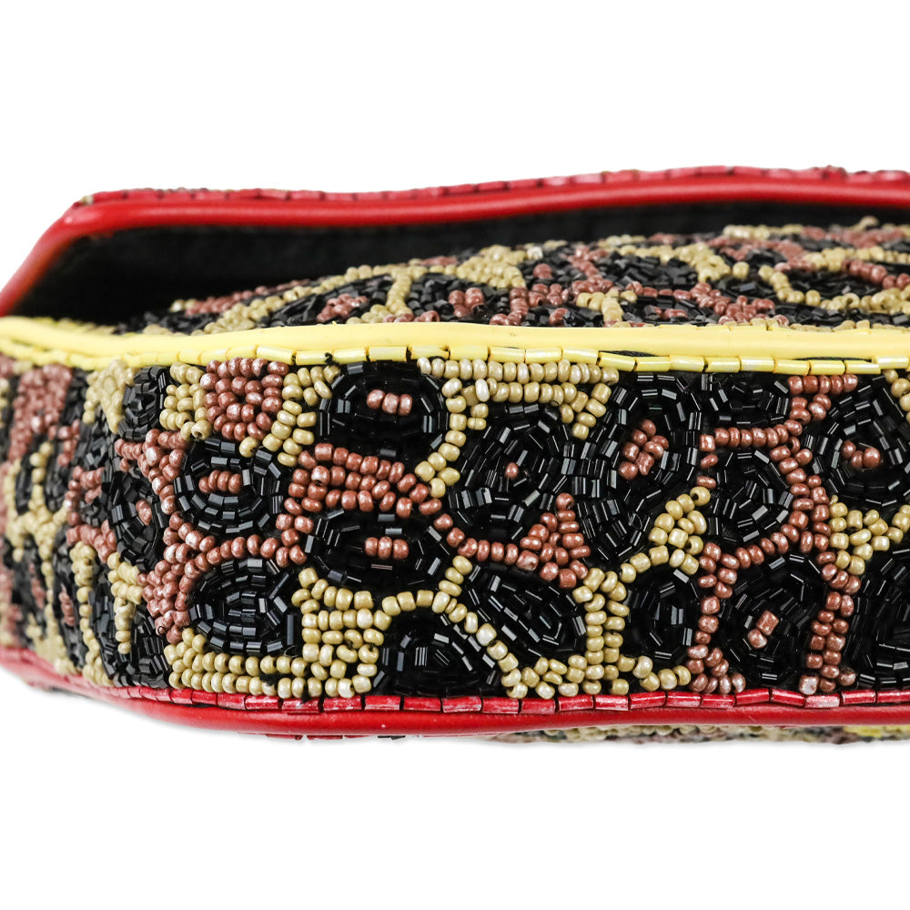 STAUD Tommy Beaded Leopard Shoulder Bag