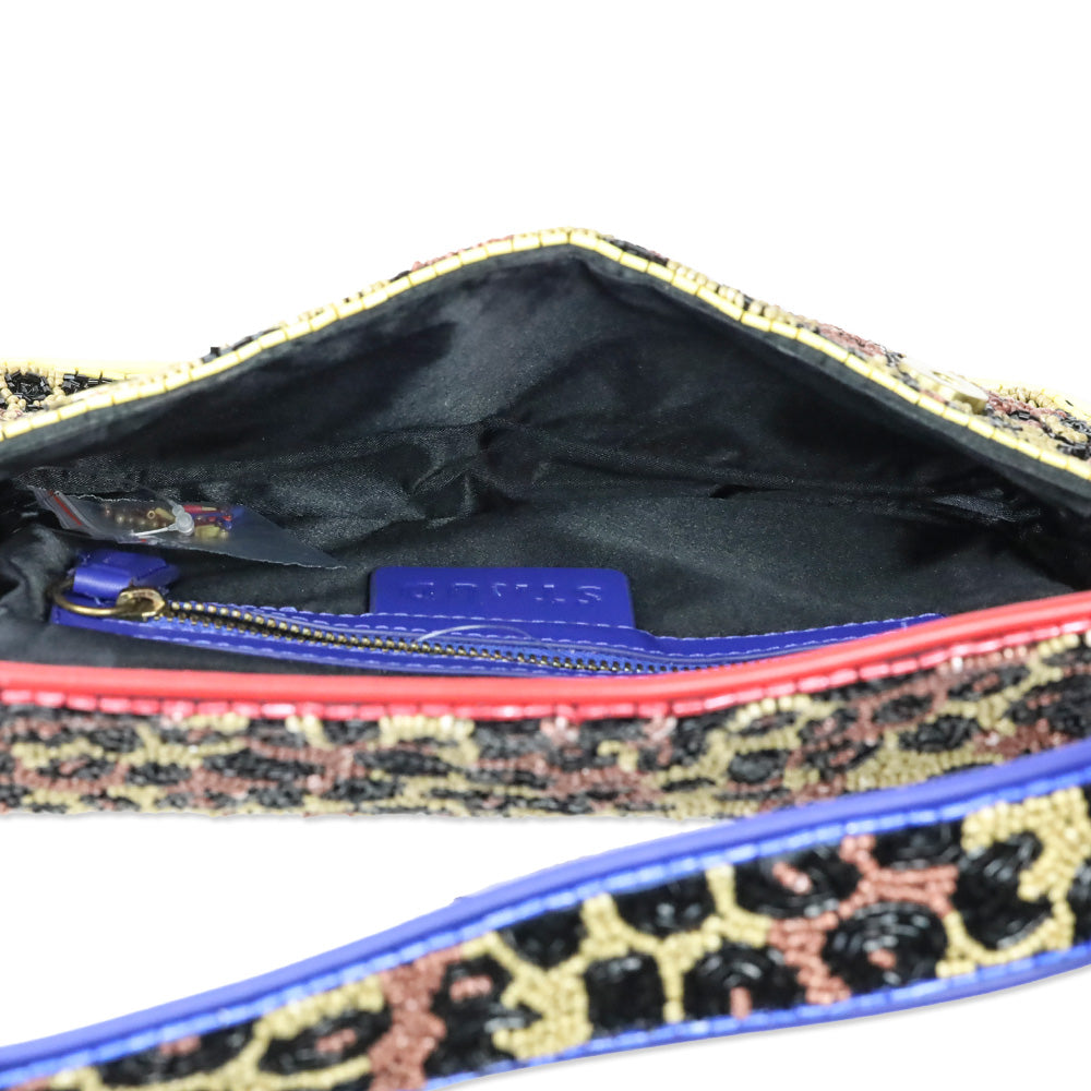 STAUD Tommy Beaded Leopard Shoulder Bag