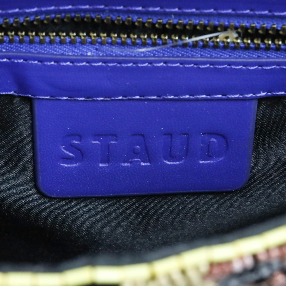 STAUD Tommy Beaded Leopard Shoulder Bag