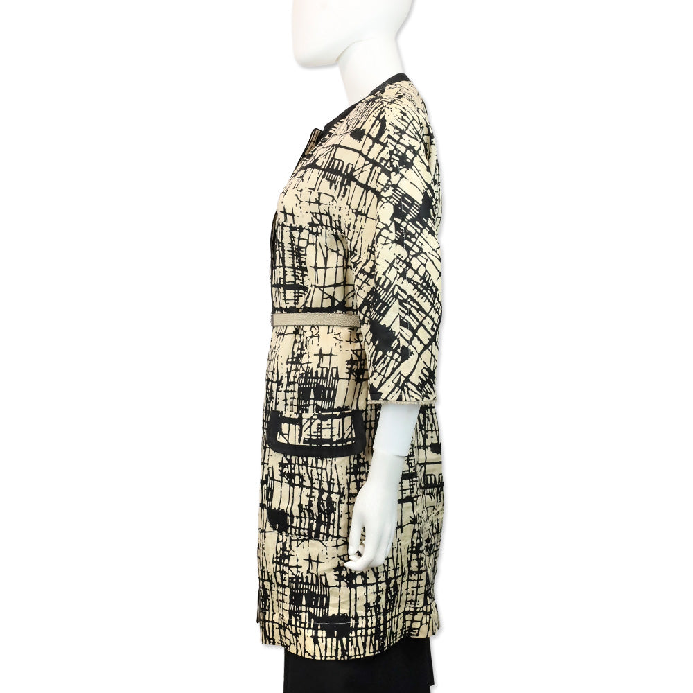 S' Max Mara Beige/Black Print Rami Reversible Coat