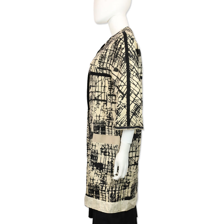 S' Max Mara Beige/Black Print Rami Reversible Coat