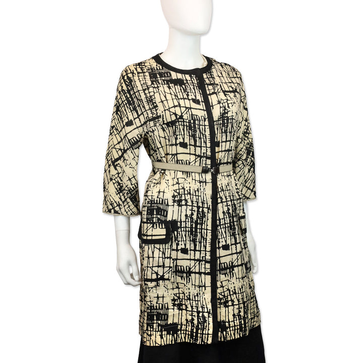 S' Max Mara Beige/Black Print Rami Reversible Coat
