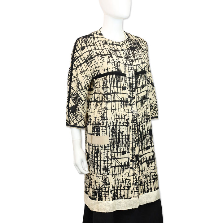 S' Max Mara Beige/Black Print Rami Reversible Coat