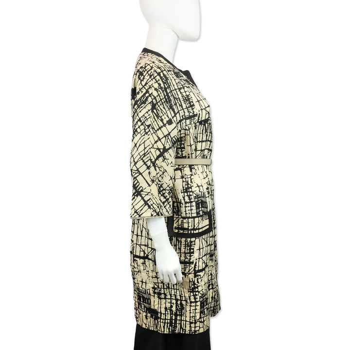S' Max Mara Beige/Black Print Rami Reversible Coat