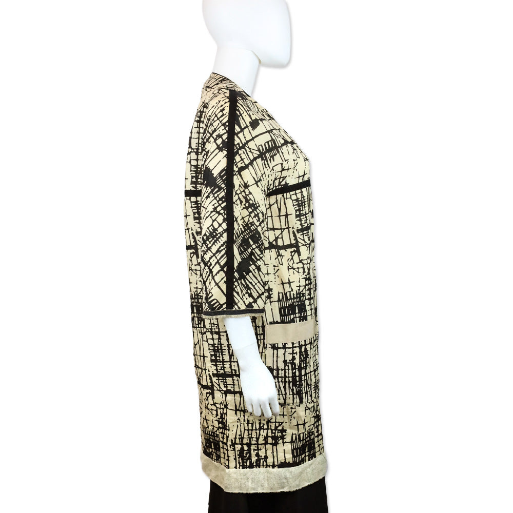 S' Max Mara Beige/Black Print Rami Reversible Coat