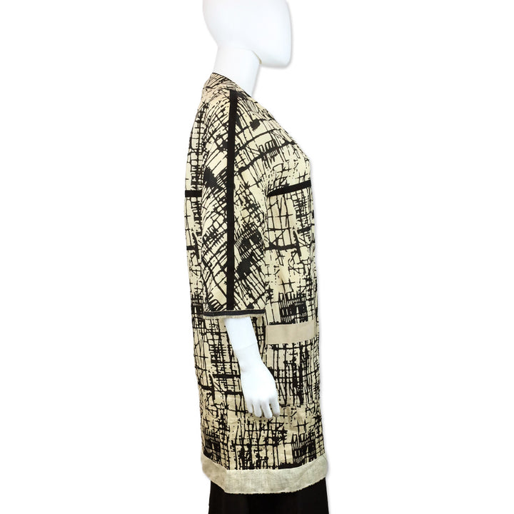S' Max Mara Beige/Black Print Rami Reversible Coat