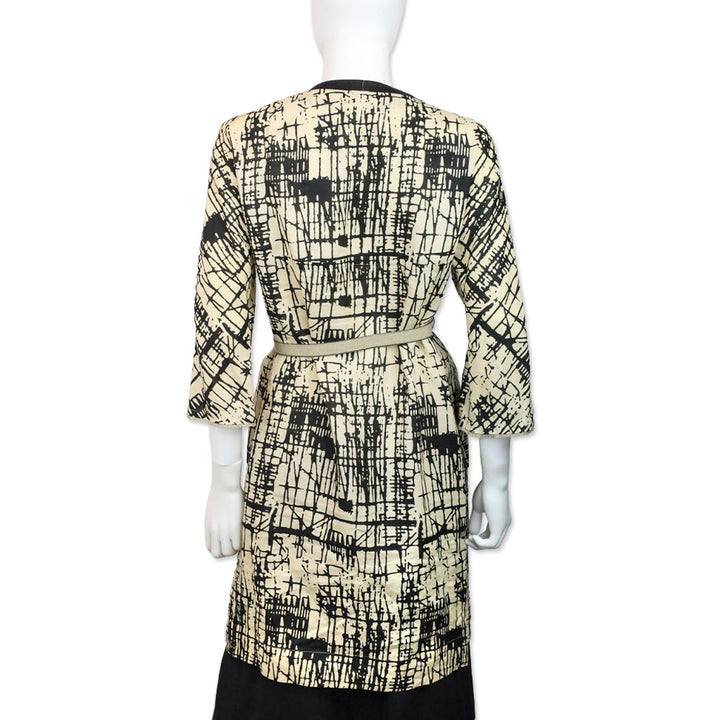 S' Max Mara Beige/Black Print Rami Reversible Coat