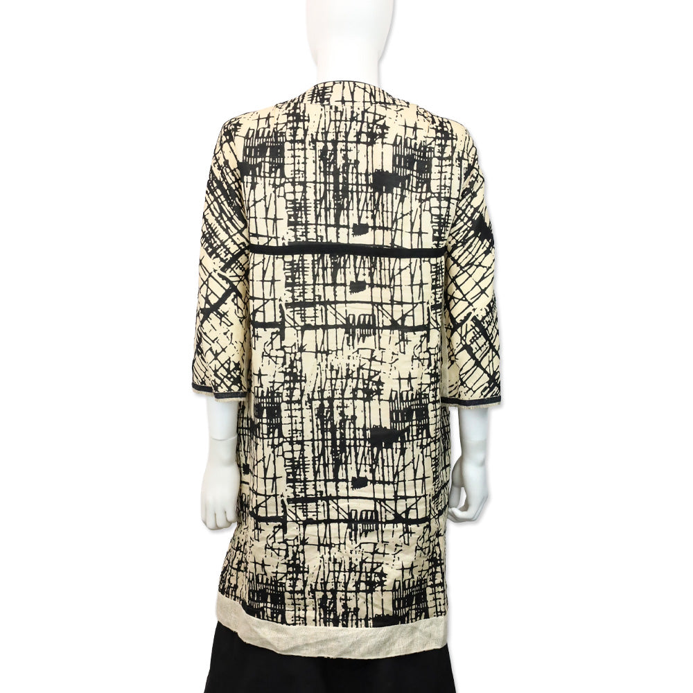 S' Max Mara Beige/Black Print Rami Reversible Coat