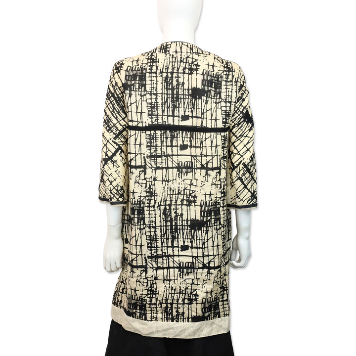 S' Max Mara Beige/Black Print Rami Reversible Coat