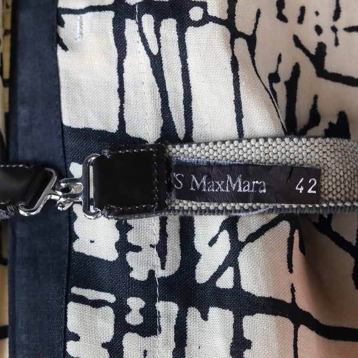 S' Max Mara Beige/Black Print Rami Reversible Coat