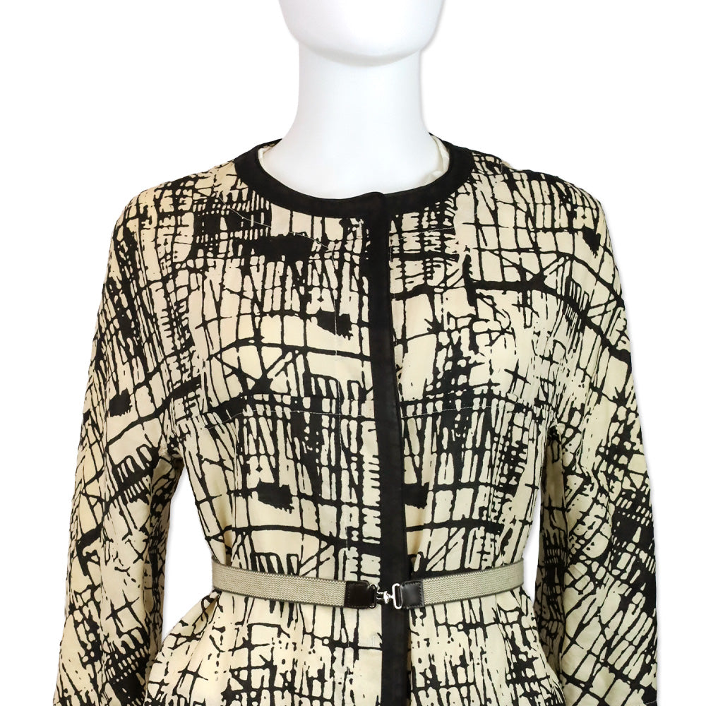 S' Max Mara Beige/Black Print Rami Reversible Coat