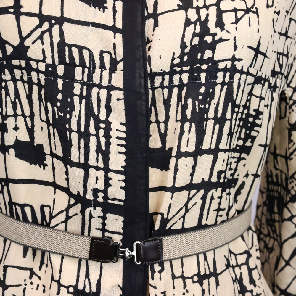 S' Max Mara Beige/Black Print Rami Reversible Coat