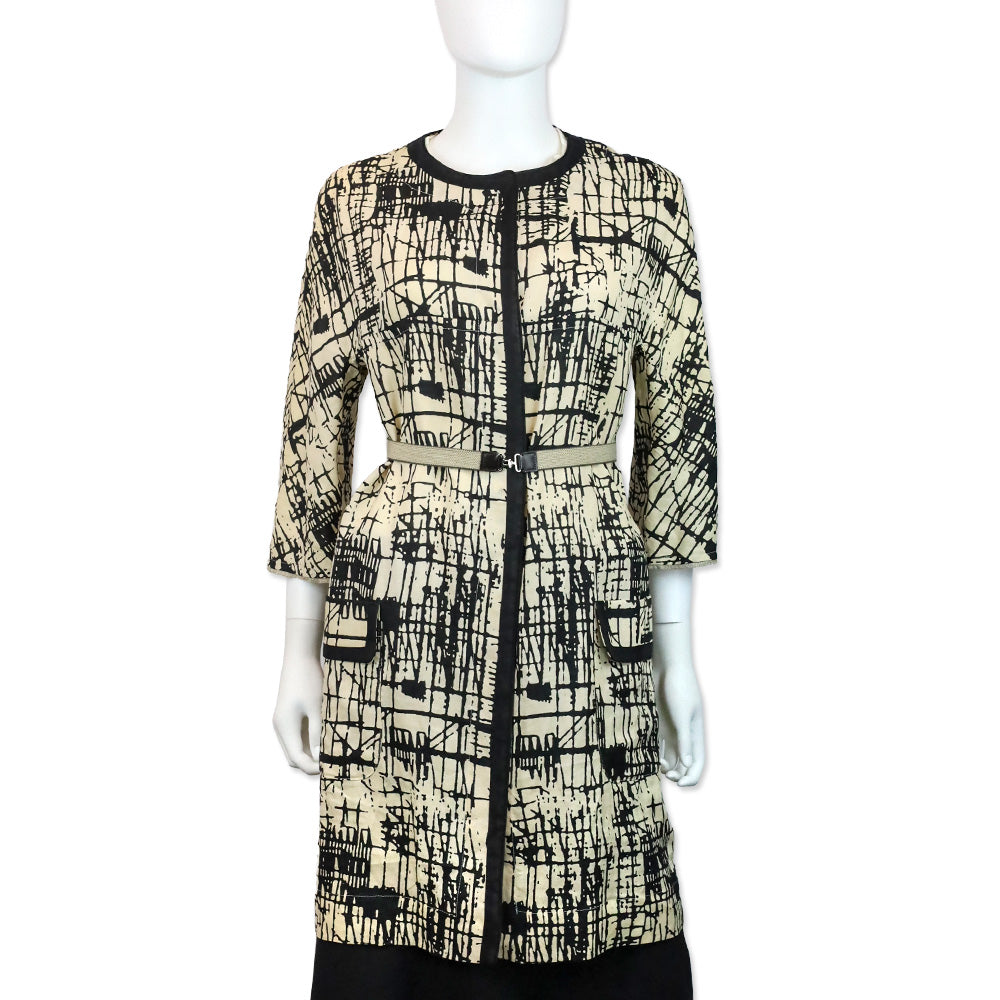 S' Max Mara Beige/Black Print Rami Reversible Coat