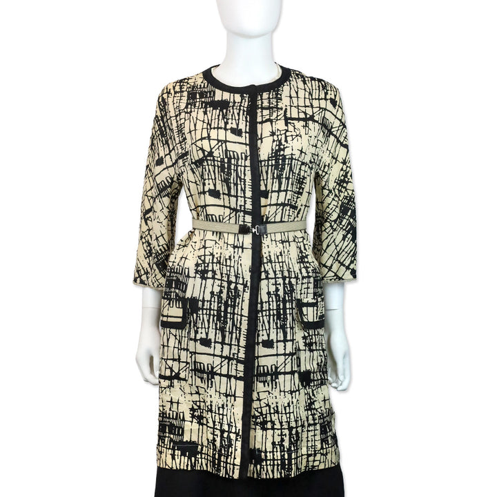 S' Max Mara Beige/Black Print Rami Reversible Coat