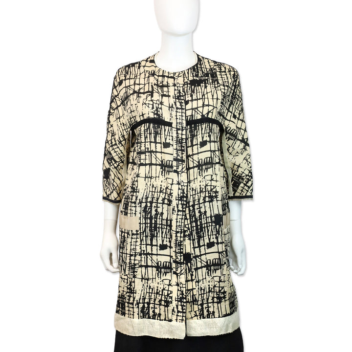 S' Max Mara Beige/Black Print Rami Reversible Coat