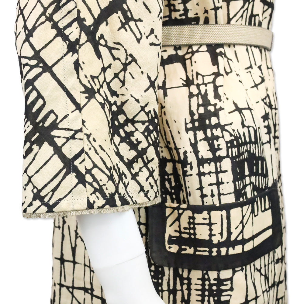 S' Max Mara Beige/Black Print Rami Reversible Coat